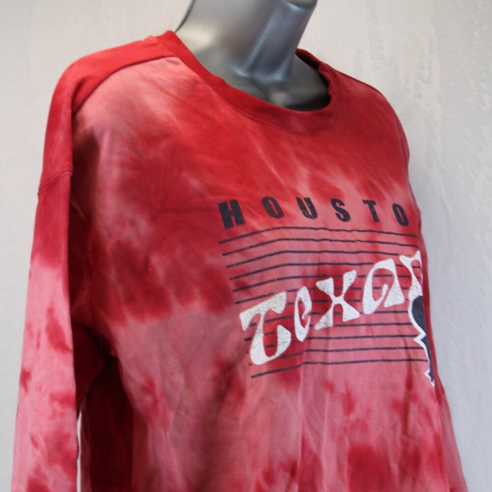 Houston Texans Crew Neck Long Sleeve Tie-Dye Crop Top Shirt Women's Size Medium
